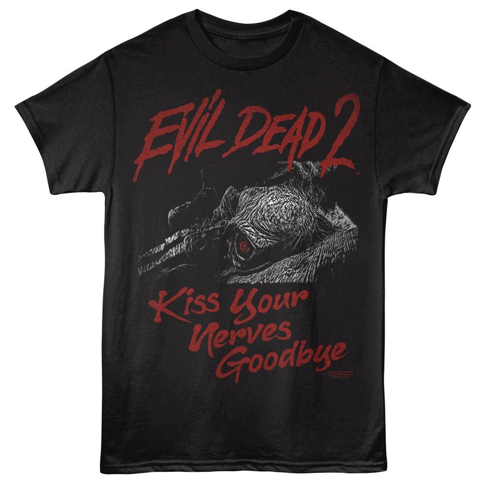 The Evil Dead 2 Movie Kiss Your Nerves Goodbye Men T Shirt S