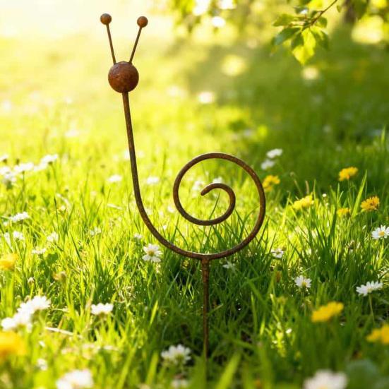 Rostiger Metallschnecken-Gartenstecker 70 cm Outdoor-Gartenskulptur Rustikales Dekoratives Gartendekoration Pflanzenstütze für Terrasse Veranda Hinterhof Dekoration