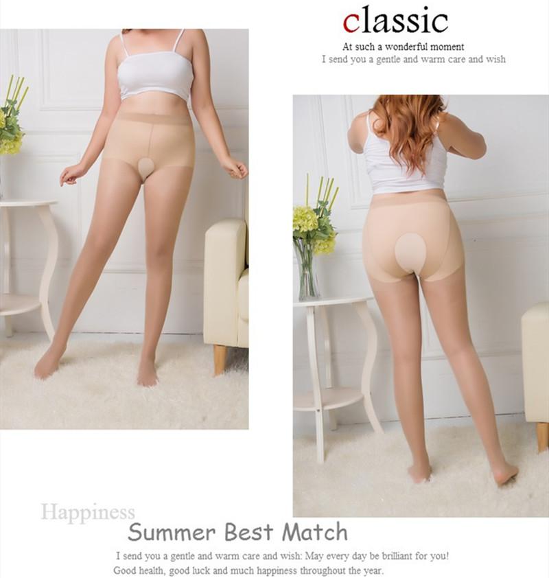 Plus Size Tights Women Pantyhose Open Crotch Sexy Ultra-Thin Nylon High Waist Open Erotic Tights Large Size Crotchless Pantyhose
