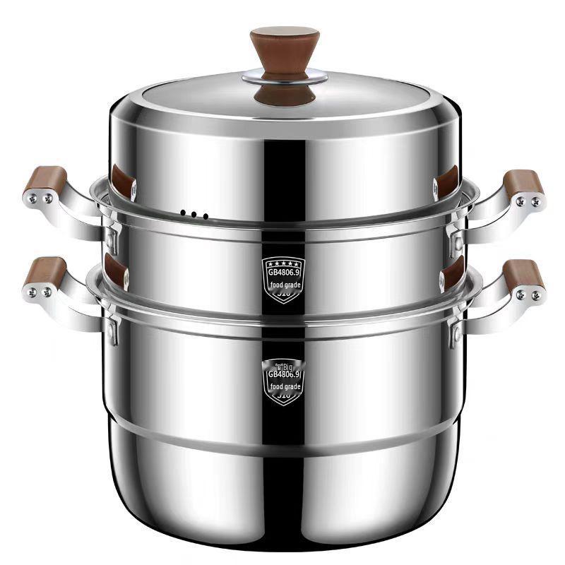 316 Stainless Steel Multi-Layer Steamer Pot - High Capacity, Food Grade, Thick Design