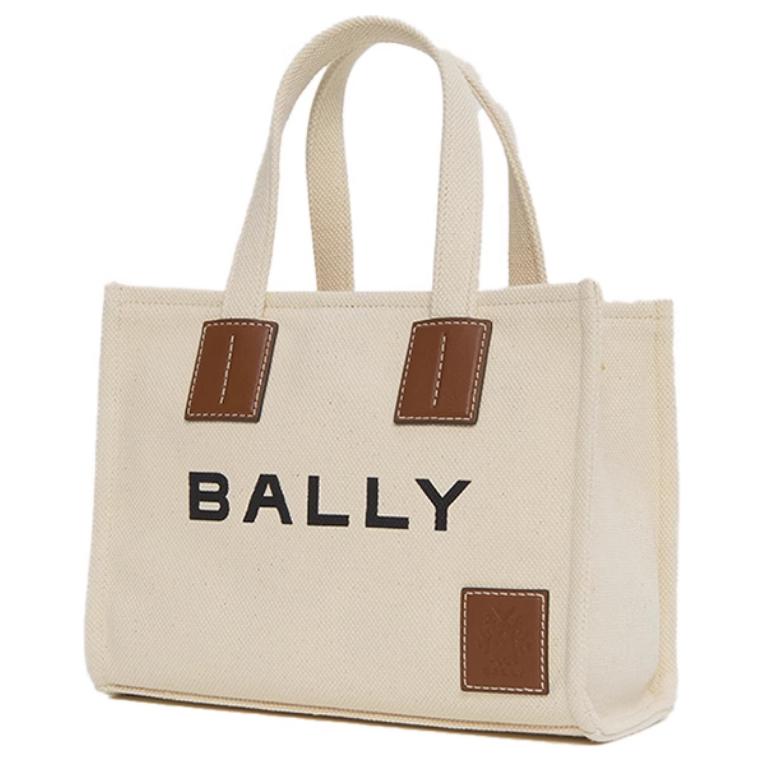 Bally Logo Micro Mark Fabric Tote Bag Shopping Bag Shoulder Crossbody Handbag Medium Women Tote Bags Natural 6310434