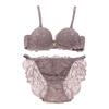 RAVIR Bra and Panty Front Rose Pale C75 Women's Set, Hook, Lace, Lilac, (Panties L)