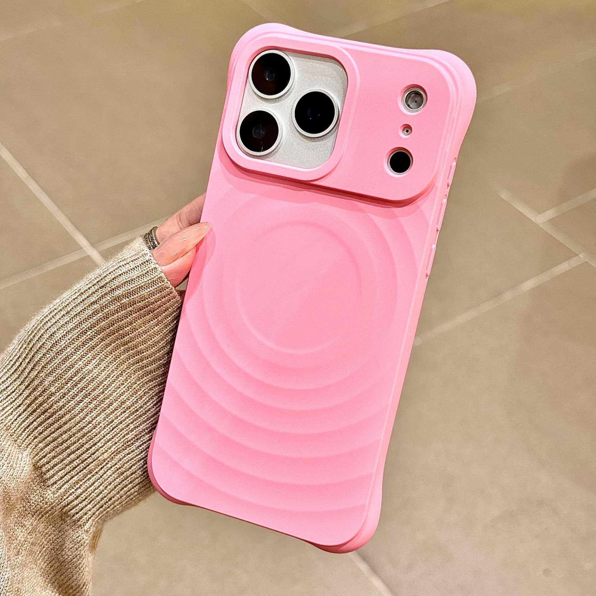 Korean-Style Wave Pattern Magnetic Stand Case for iPhone 17 Pro Max iPhone15 Pro