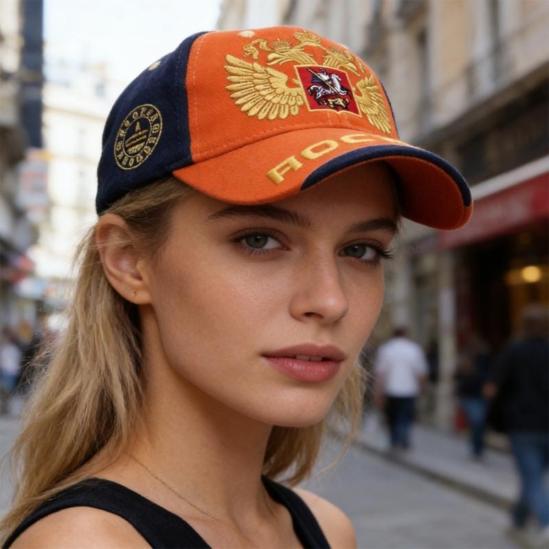 Russian Style Baseball Cap Cotton Adjustable Size 56cm to 60cm With Embroidery For Men Women Kids