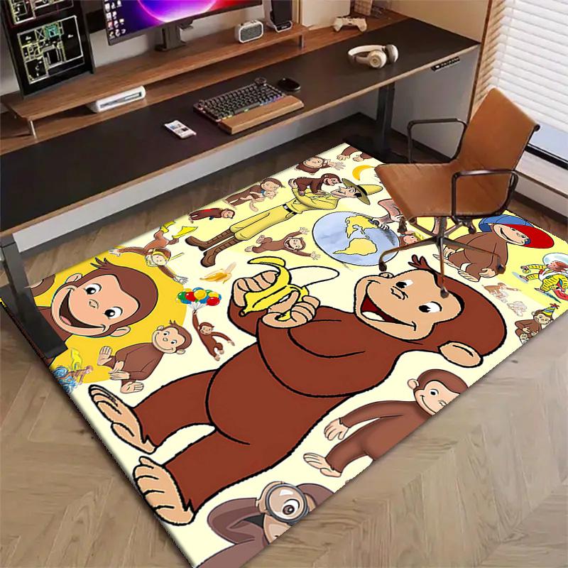 1pc Curious George (9) Design Printed Area Rug Carpet for Bedroom Living Room Home Decor Rugs Mat Non Slip Mat Rug for Bedside