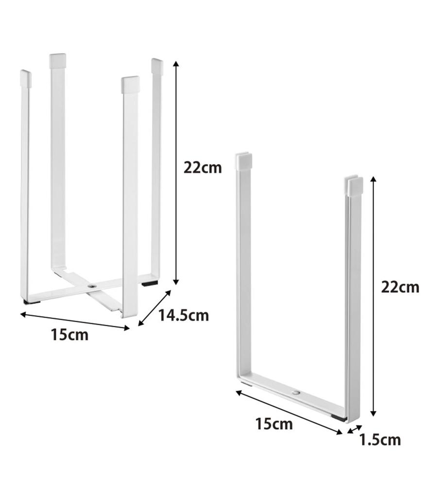 Yamazaki Jitsugyo Plastic Bag Eco Holder L White Approx. W15 x D14.5 x H22cm Tower Tabletop Trash Can Triangular Corner Drainer Slim Foldable 3180