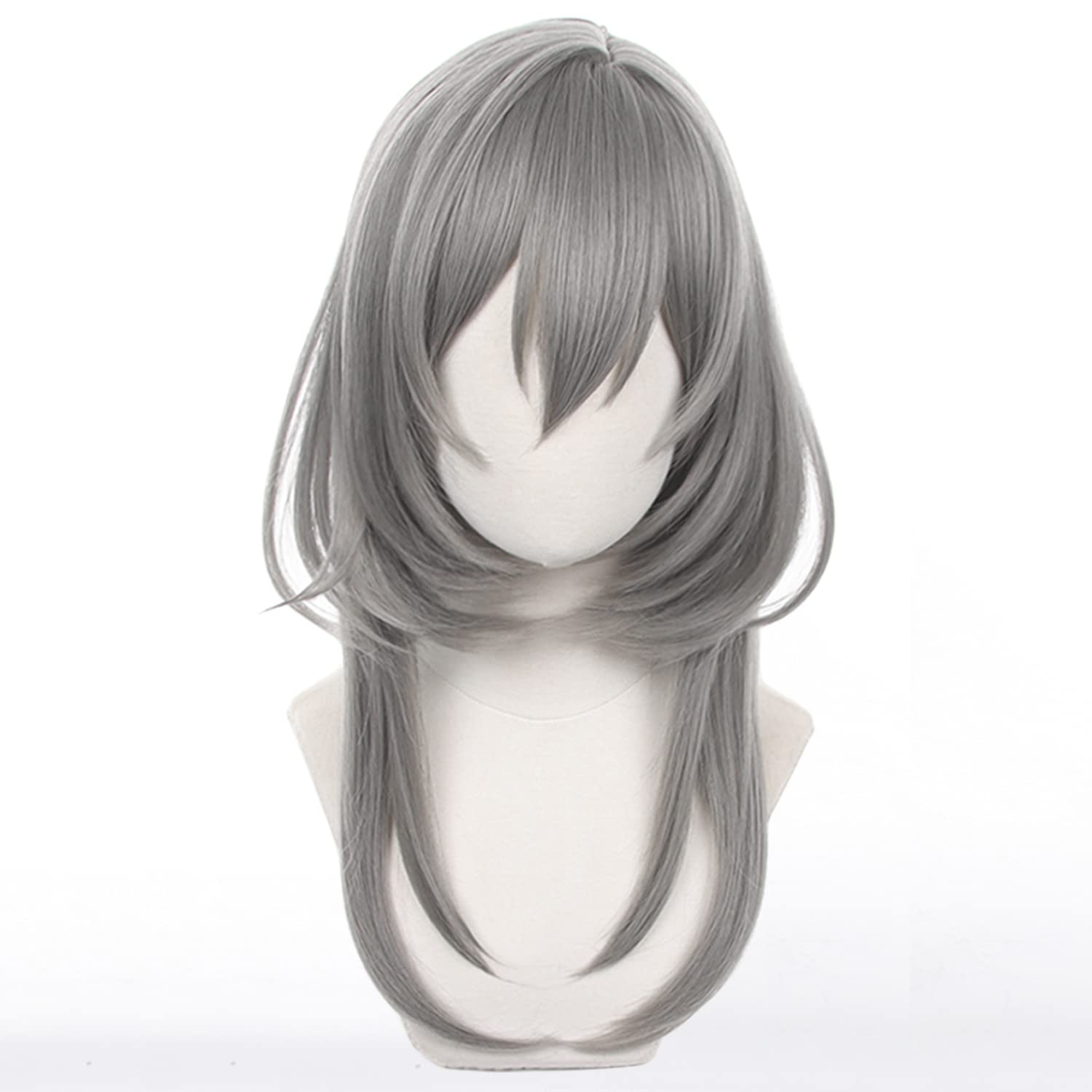 

LVMEY Игра Косплей Темный Средний для Костюма Комикет Культурные и Школьные Фестивали Парик, Серый, Длина, Термостойкий, Костюмы, Аксессуары, Мероприятия,