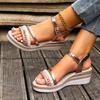 Fashion Vintage Fringe Platform Sandals for Women Casual Brown Wedge Sandals Women Summer Buckle Decor Weightlight Flat Sandalias Mujer