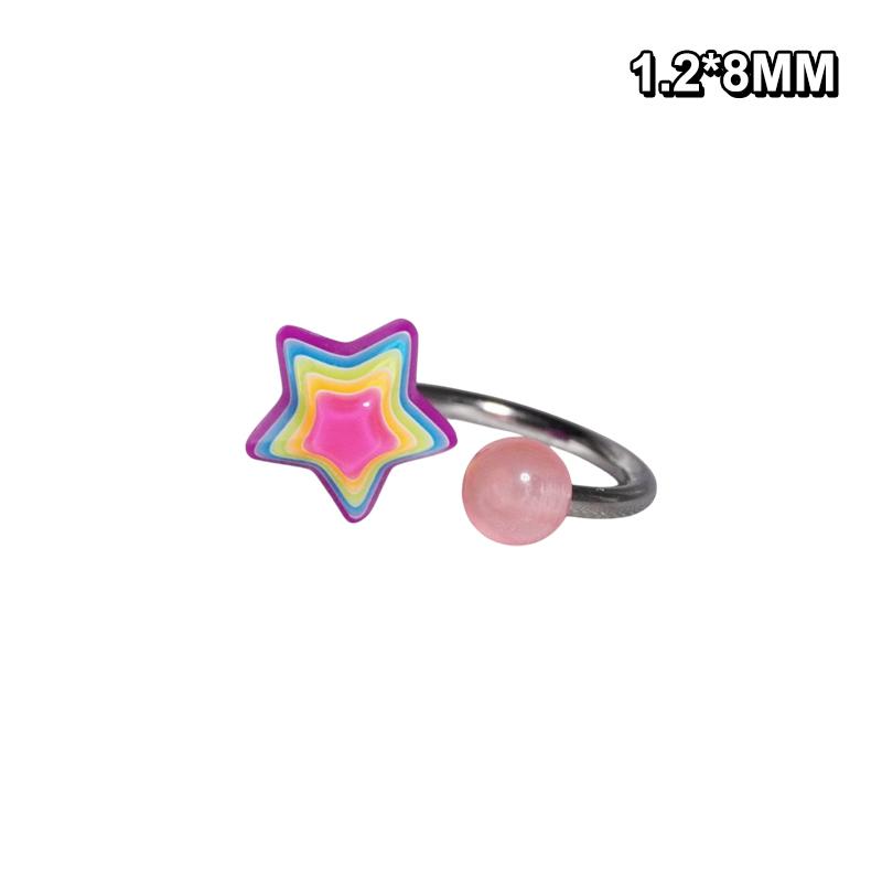 

Красочный Звездный Кольцевой Гвоздик для Кости Уха из Нержавеющей Стали Милые Серьги-Крестики в Виде Сердечек Любви для Женщин Аксессуары для Пирсинга Тела