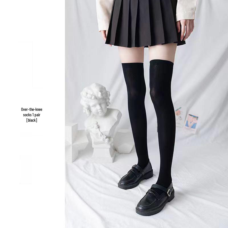 Black and White Cat Paw Over-the-Knee Non-Slip Women's High Socks for Spring and Summer