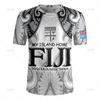 3D The Republic-of Fiji Flag Printing V Neck T Shirt Fiji Rugby-Jersey Emblem Graphic V Neck T Shirts For Men Fashion Tee Shirts