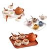 Montessori Afternoon Tea Set Baby Teething Toy Kids Simulated Kitchen Silicone Teapot Teacups Infant Early Education Toy Gift