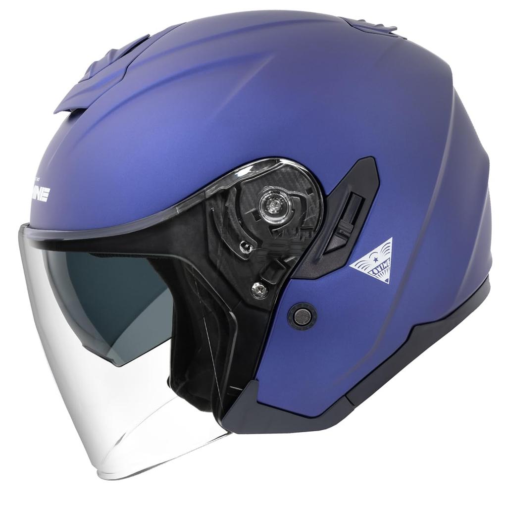 Komine HK-172 FL Motorcycle Composite FRP Jet Helmet, Matte Metal Blue, XL