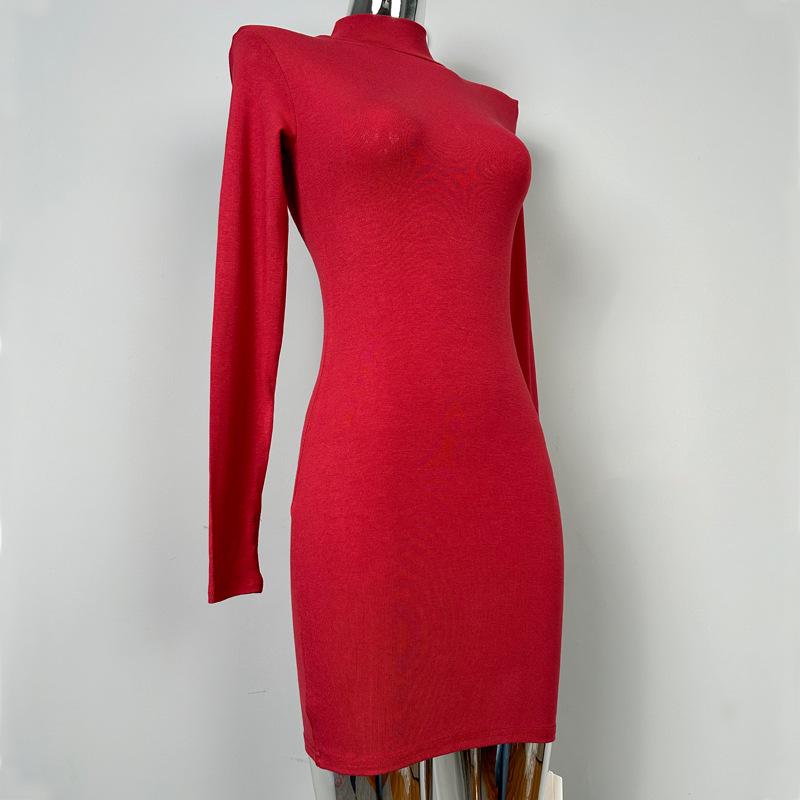 

Южнокорейское облегающее платье Dongdaemun с высоким воротом One Size красный