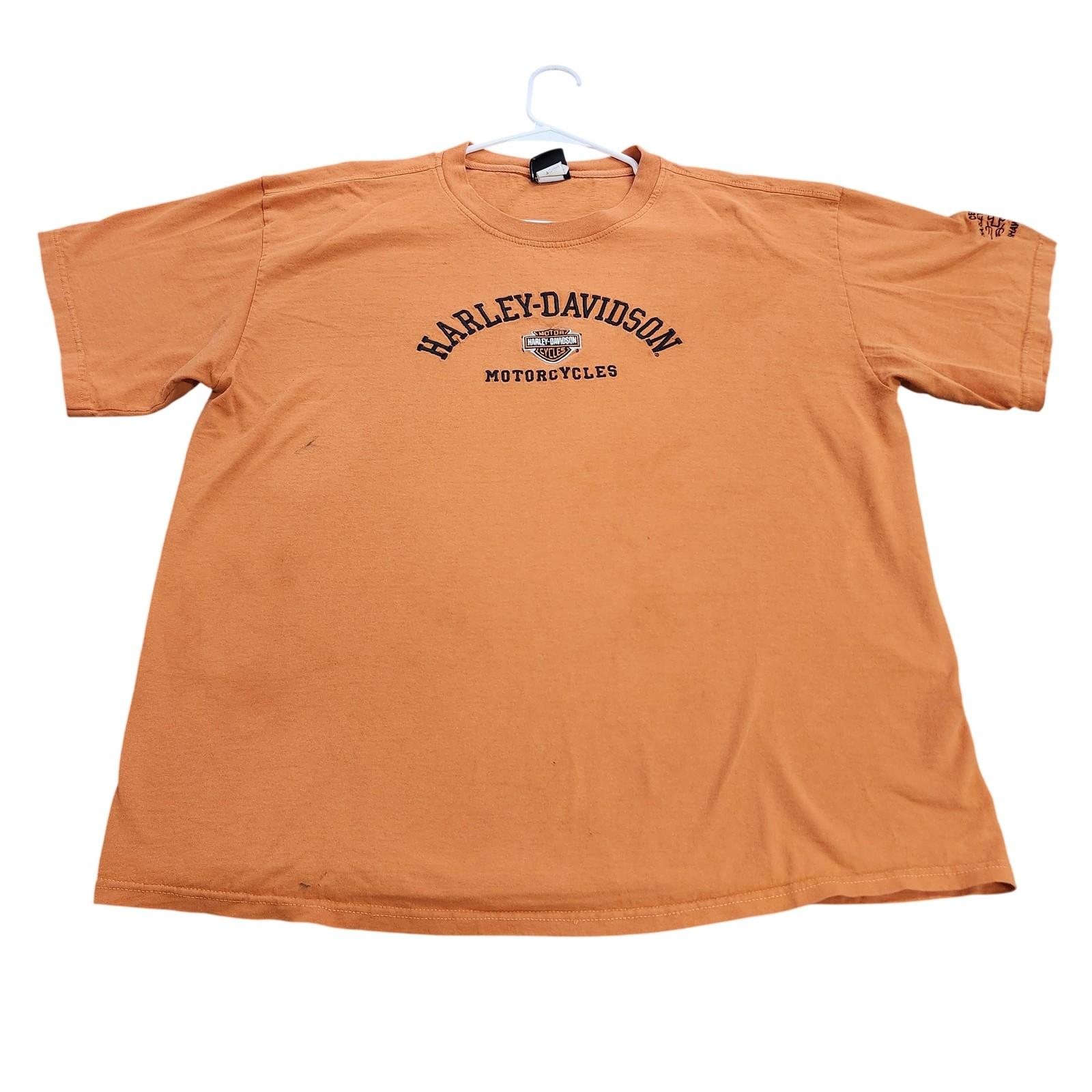 Harley-Davidson Shirt Mens XL Orange Logo Graphic Tee Biker Motorcycle Top Unisex T-Shirt XL