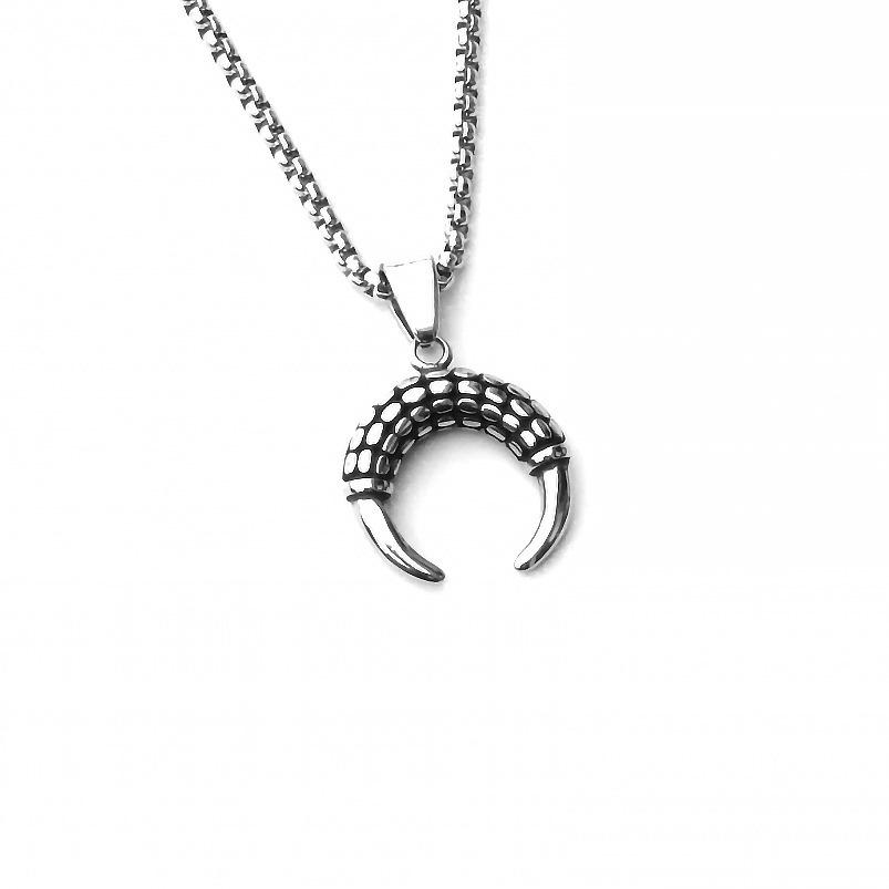 2024 Retro Skull Titanium Steel Pendant Necklace for Men - European American Style Half Face Stainless Steel Jewelry