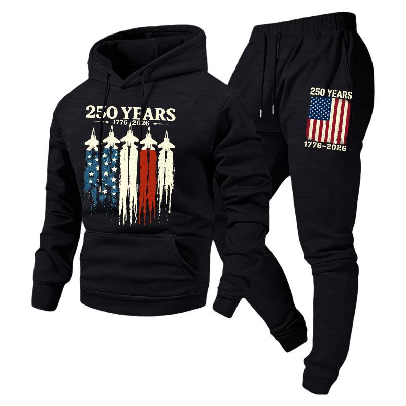 Trendy Fashion Unisex Casual Hooded Plus Velvet Sweatshirt Sportswear Set