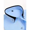 Men's Color-Block Collar Long Sleeve Dress Shirt with Crystal Buttons, Lapel Collar, Fashionable Business Casual Cardigan, Wrinkle-Free Stretch Shirt