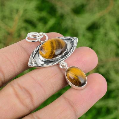 Mothers Day Deal Oval Tigers Eye Gemstone Bezel Daughter New Pendant 925 Silver