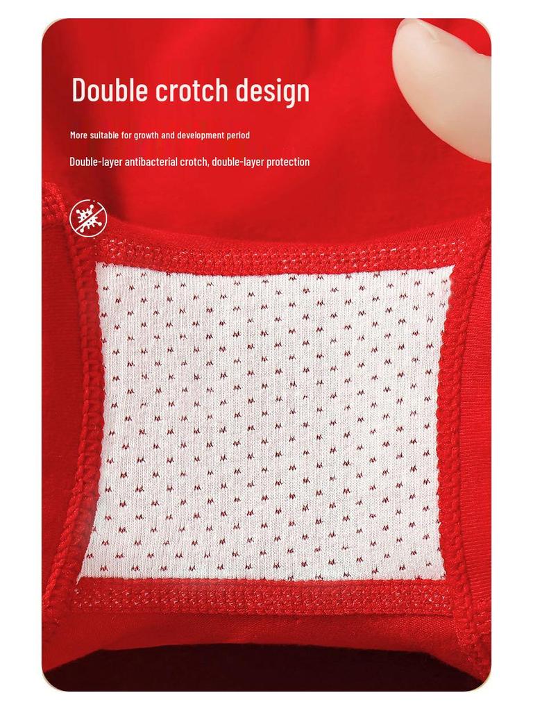 2025 Year of the Ox Girls' Pure Cotton Antibacterial Boxer Briefs - Breathable, A-Grade, No Pinch Fit for Students