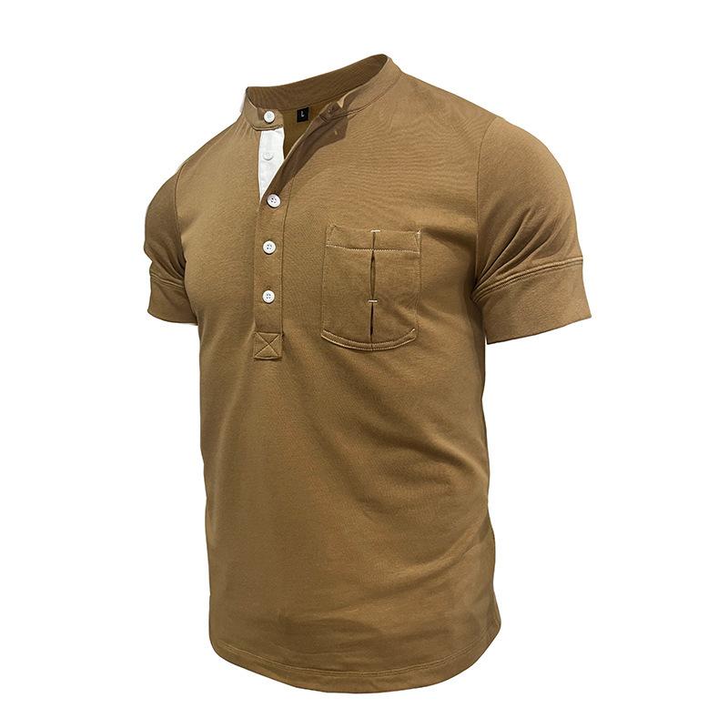 Men's Classic Henley Shirts Casual Workout Short Sleeve Button T-Shirt with Pocket Summer Slim Fit Lightweight Tee Tops for Men Basic Henley Shirts