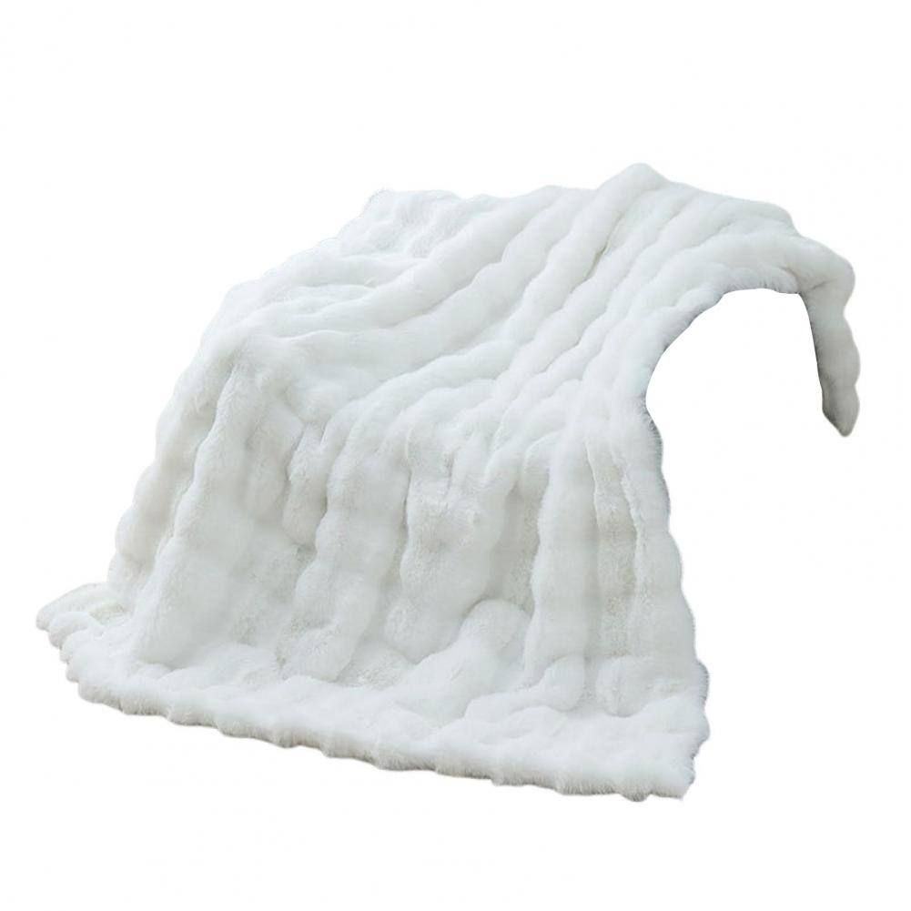 Winter Throw Blanket Thickened Fuzzy Plush Bubble Design Cozy Warm Quilt Bedroom Living Room Office Home Bed Sofa Faux Rabbit Fu