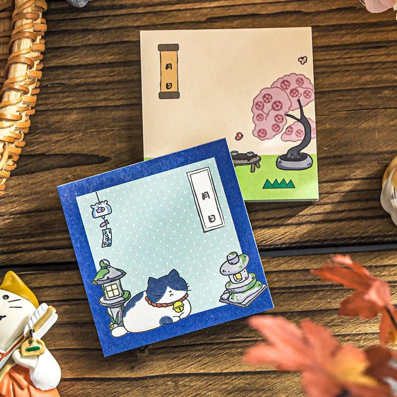 50pcs Japanese Cat-Themed Sticky Notes Cute And Practical Portable Notepads