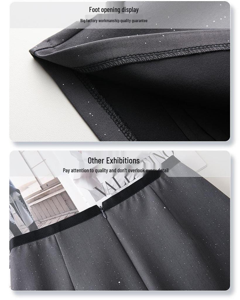 Gray Sequin A-line Midi Skirt: Spring 2025 Women's Petite Bodycon Design