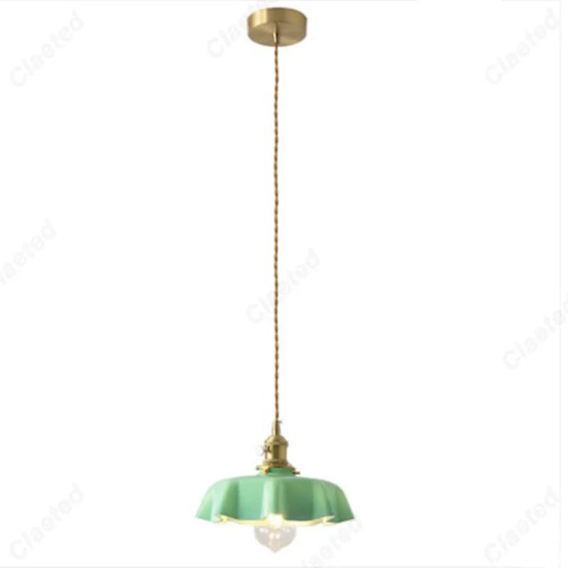 LED Retro All Copper Glass Restaurant E27 Small Pendant Light Living Room Bar Balcony Bedside Aisle Decoration Lighting Fixtures