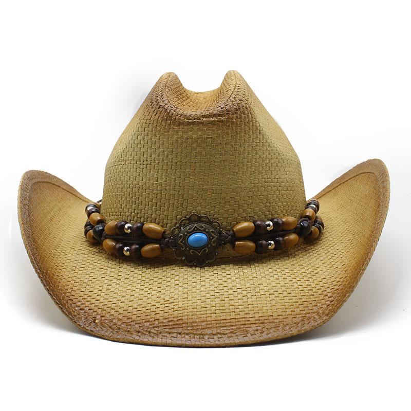 Ethnischer Stil Eaby Steife Version Zylinder Ritterhut Cowboyhut Jazzhut Aufgerollte Krempe Strohhut