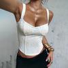 Women Sexy Lace Waist Cinching Fishbone Strapless Tube Top European Style Elegant