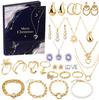 Collana dell'Avvento di Natale Scatola a Sorpresa Orecchini a Bottone Scatola Regalo Foro Gioielli Musicali Scatola a Sorpresa Regalo Calendario del Countdown 24