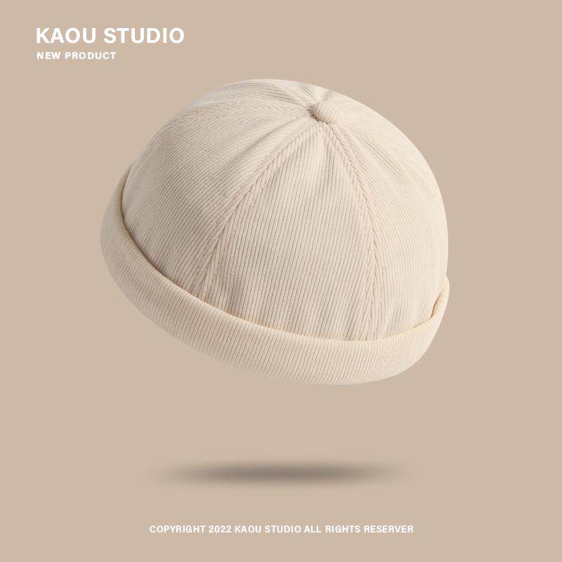 Unisex Retro Corduroy Gourd Cap - Brimless, Sophisticated, Versatile Hat for Autumn/Winter