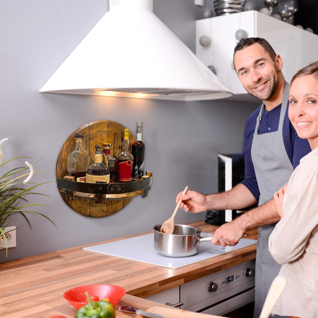 Wooden Wall Mount Wine Bottle Holder Whiskey Bottle Rack Vintage Wall Shelves Wood Display Stand Shelf Home Bar Accessories