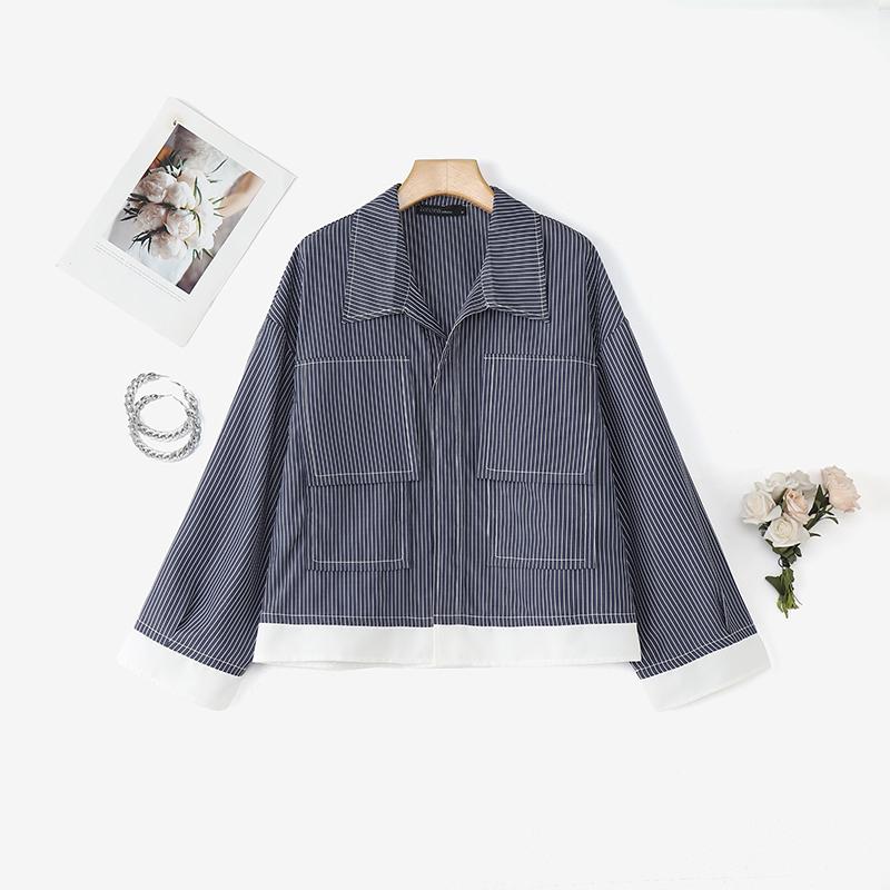 ZANZEA Women Casual Turn Down Collar Loose Long Sleeve Stripe Blouse