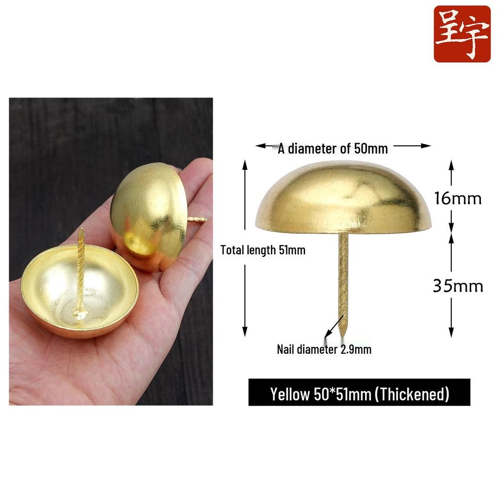 Retro Gold Round Head Thumbtacks - Decorative Extended Push Pins for Furniture or Sofa Upholstery