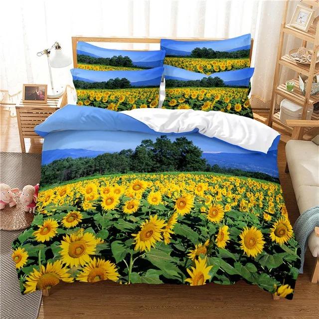 Red Pink Flower Floral Plant Comforter Bedding Set New 3D Print Adult Duvet Cover Sets Bed Linen Gift Queen King Double Size