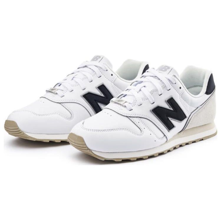New Balance NB 373 Retro Lace-Up Patchwork Leather Synthetic Low-Top Casual Running Shoes Unisex Sneaker White Black ML373PA2