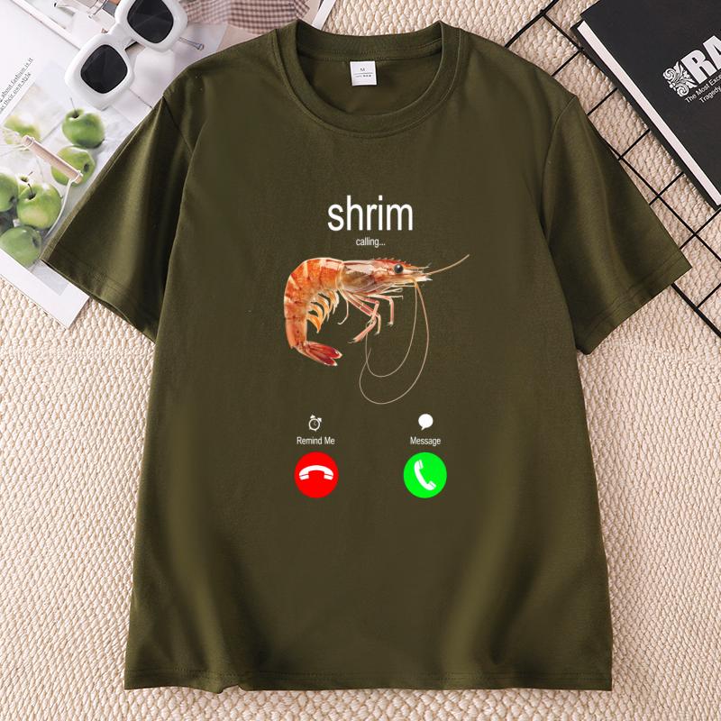 Lustiges Garnelen-Ruf-T-Shirt Sommer Unisex Unisex Humor-T-Shirt Meeresfrüchte-Liebhaber T-Shirt Strand Baumwolle Kurzarm Rundhals T-Shirts