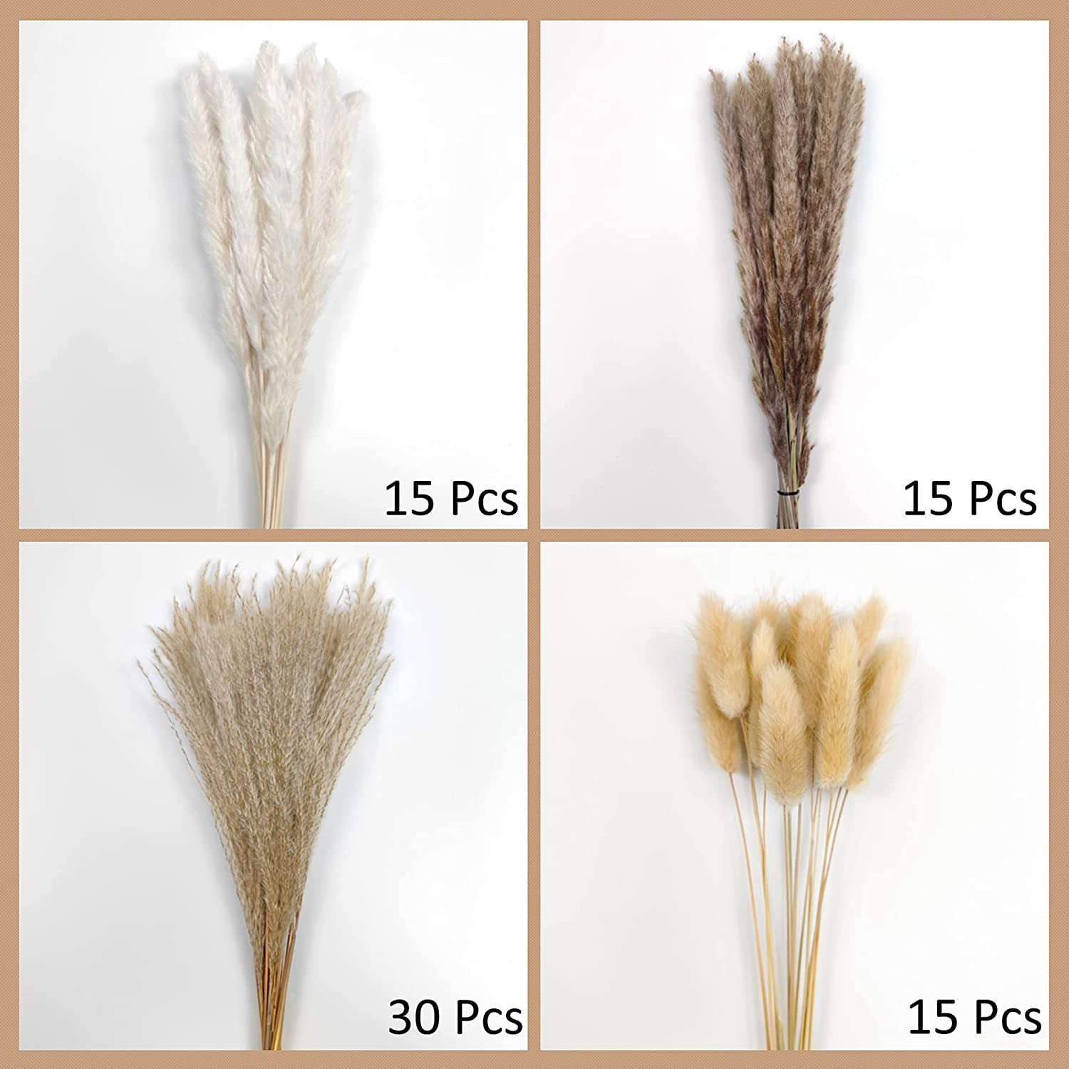 

75 шт. натуральной сушеной пампасной травы, декор 17 дюймов для цветочных композиций, свадебного домашнего декора AVE 75 PCS