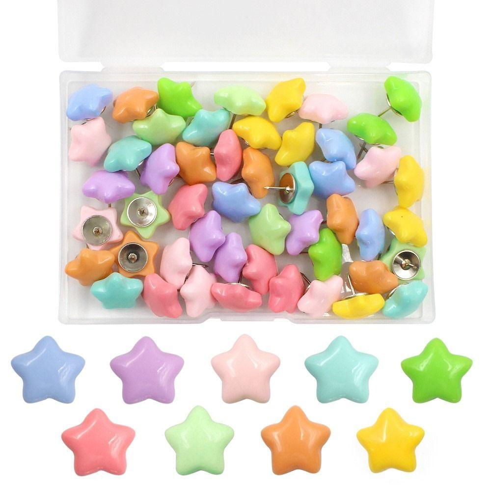 20/50Pcs 3D Pentagram Push Pins DIY Thumb Tacks Home Decoration Decorative Studs Wall Markers
