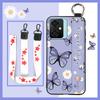 Silicone Flower Phone Case For Blackview Oscal C70 Kickstand Waterproof Dirt-resistant Shockproof Wrist Strap Durable