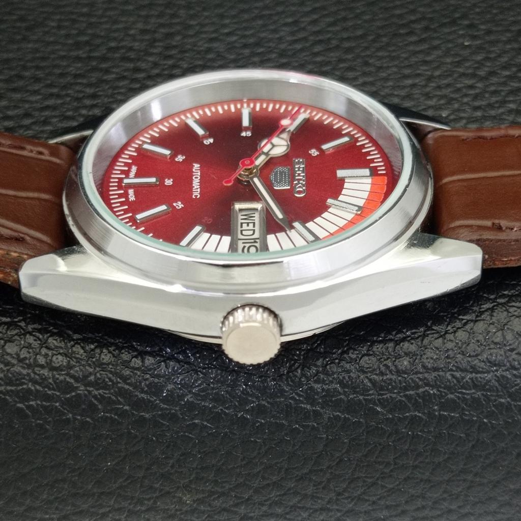 VINTAGE REFURBISHED SEIKO 5 AUTOMATIC 6309A JAPAN MENS RED DIAL WATCH A440741-4
