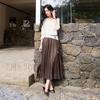 Women's Plaid Mesh A-line Long Skirt