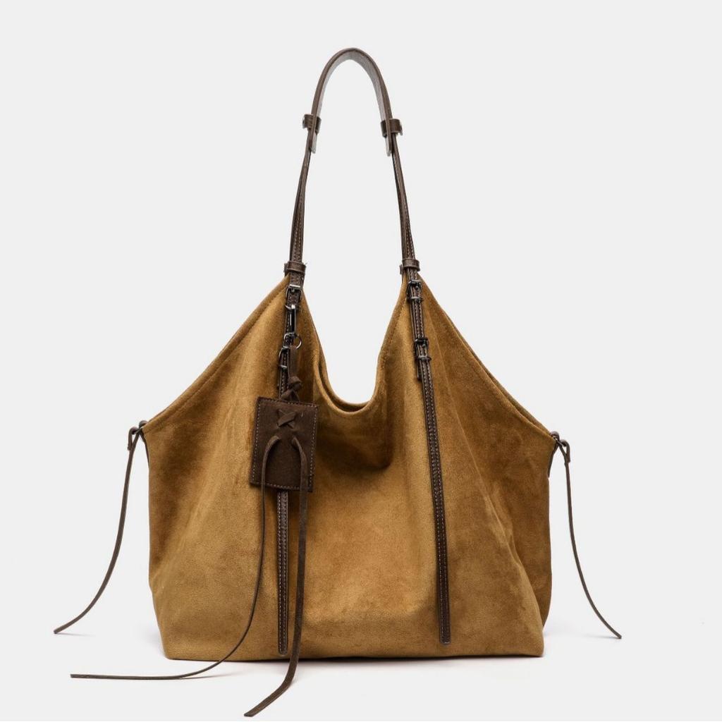Retro Faux Suede Tote Shoulder Bag Large Capacity Designer Bags for Women Handbags and Purses Shopper Commuting Bag Pouch