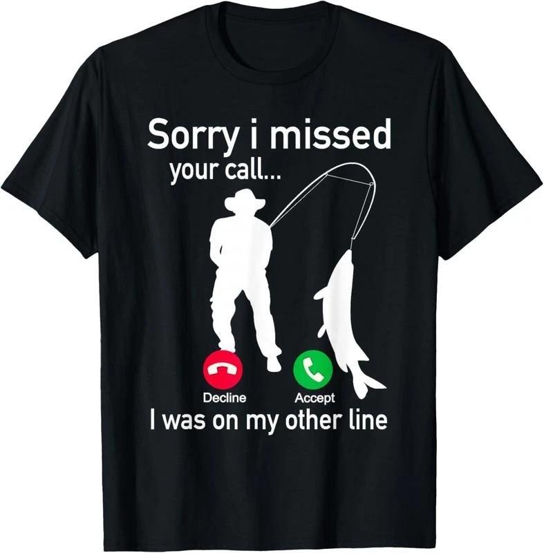 100% CottonFishing Phone Call with Fishing Line - Funny Fish Fisherman T-Shirt