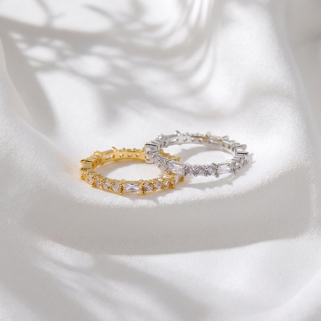 Minimalist Thin Rings for Women Shiny Cubic Zircon Stackable Finger Rings Stylish Girls Party Daily Wear Fashion Accessories
