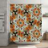 Floral Print Shower Curtain Waterproof Fabric Bathroom Decor For Home Decoration White Orange Flowers Pattern, Size180X240Cm (70