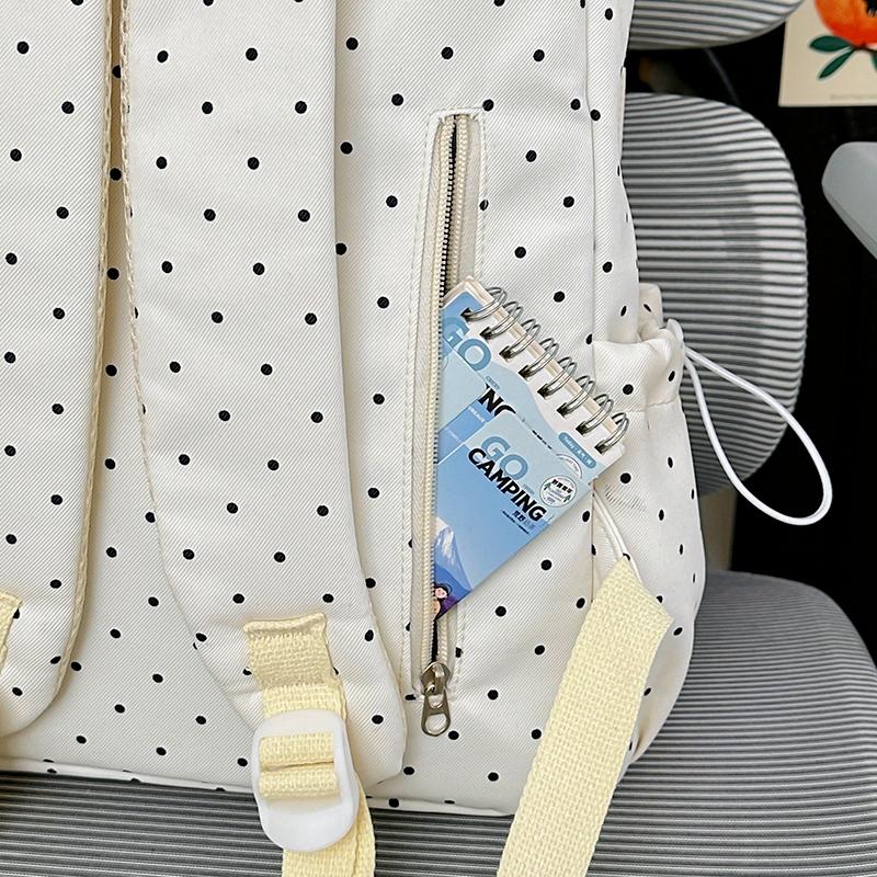 Dot Print Women's Backpack Student Schoolbag Large Capacity Backpack