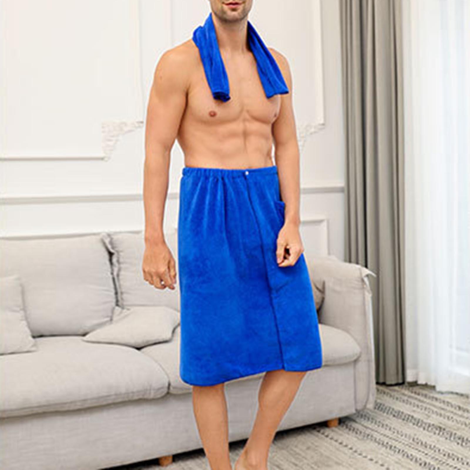 

Обертывания для ванной, мужские обертывания для ванны, полотенце с застежкой, эластичная обертка для душа, обертка для спа-купания с полотенцем для домашнего путешествия One Size синий